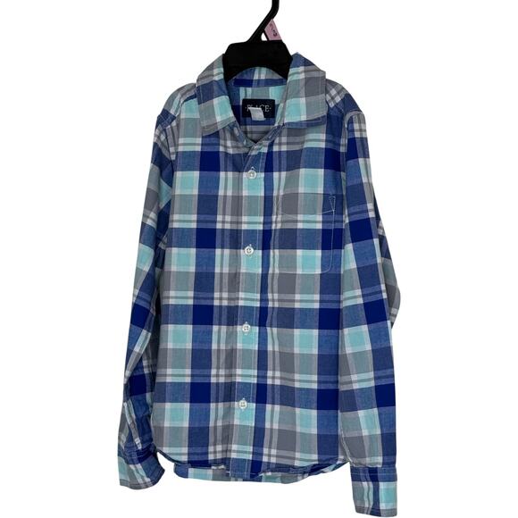 The Children's Place Boys Button-Up Shirt 5/6 Blue Gray Plaid Long Sleeve Cotton - Picture 9 of 15